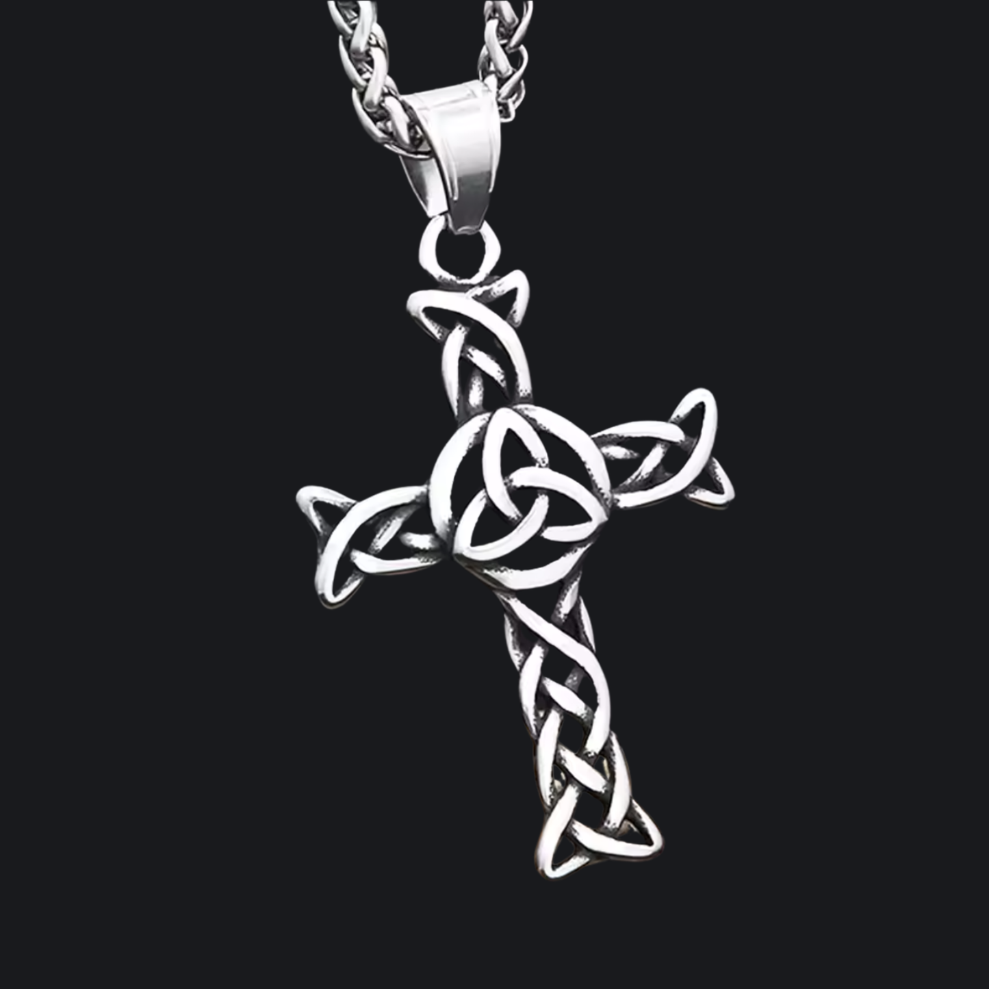 Celtic Trinity Cross Pendant Necklace